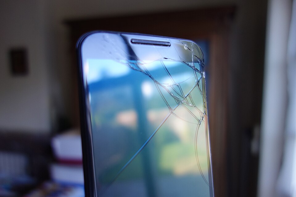 Smartphone with a cracked screen